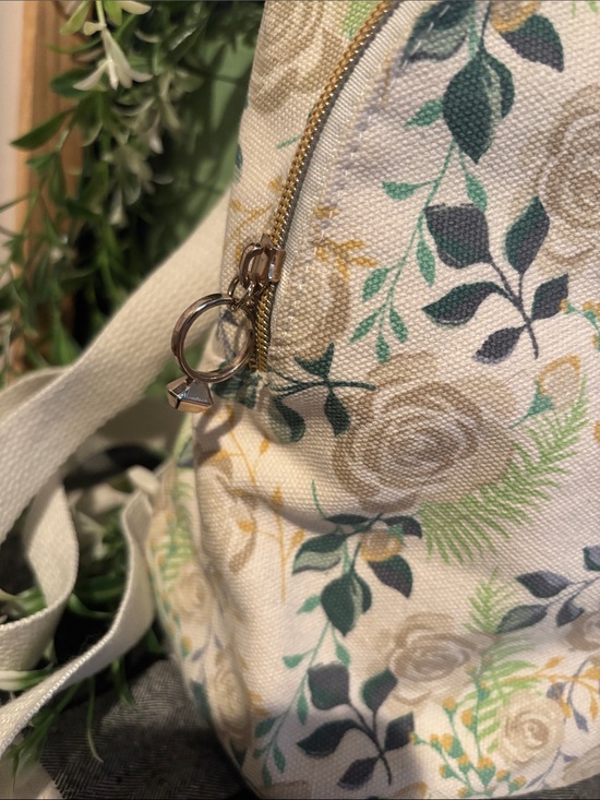 Floral Canvas Mini Backpack - Cream Rose Print main image 5